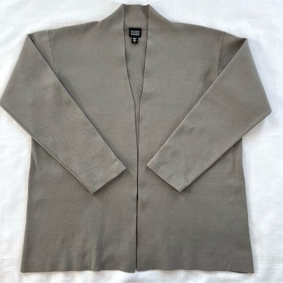 Eileen Fisher Washable Stretch Italian Crepe Lagenlook Open Front Cardigan Large - Picture 6 of 12